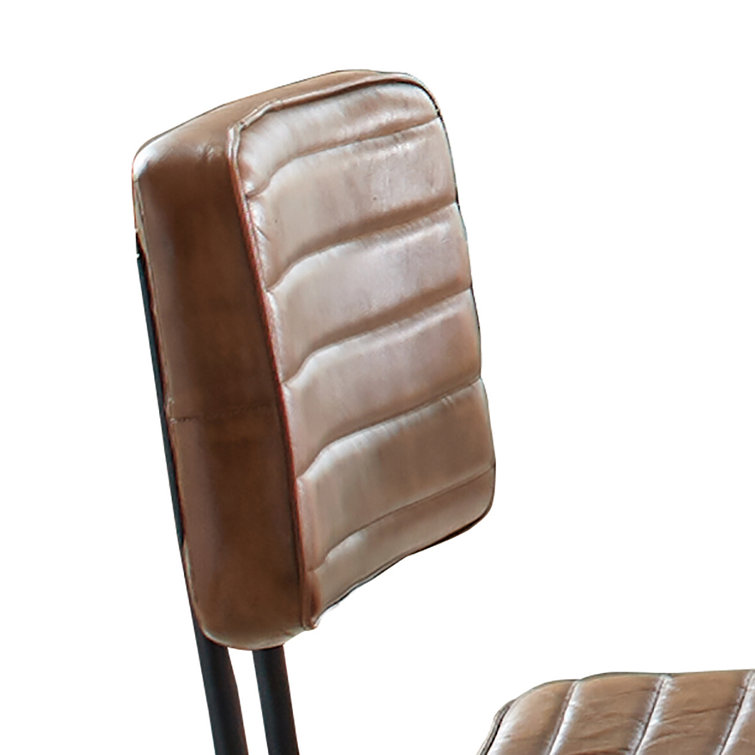 Ribbed leather dining discount chair